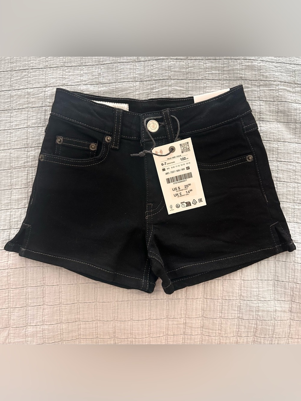 ZARA Black High-Rise kids Denim Shorts